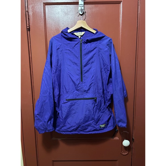 L.L. Bean Jackets & Blazers - Vintage LL Bean Anorak Windbreaker Jacket Purple Half Zip Hooded Mens Large 90s